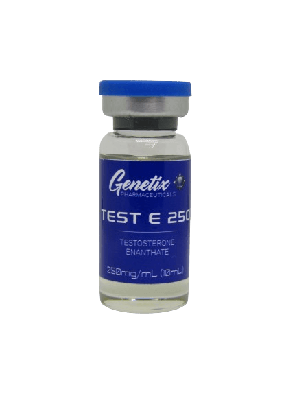 Testosterone Enanthate 250mg/ml - Genetix Pharma Testosterone Enanthate 250mg/ml vial from Genetix Pharma, ideal for bulking and strength cycles.