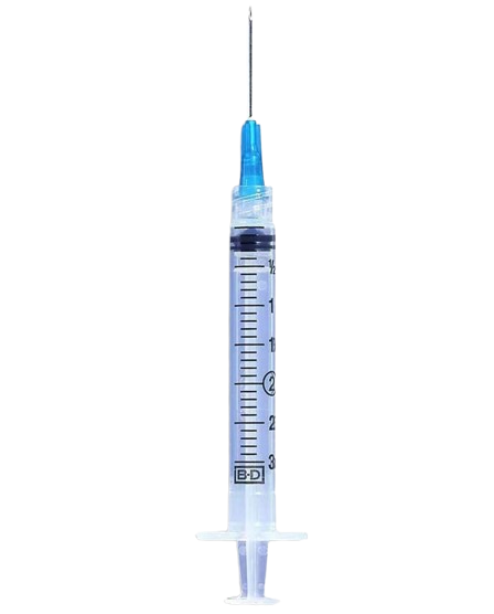 Pack of 10 medical syringes for healthcare use.