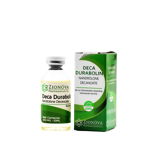 Zionova Deca Durabolin steroid bottle with branding.