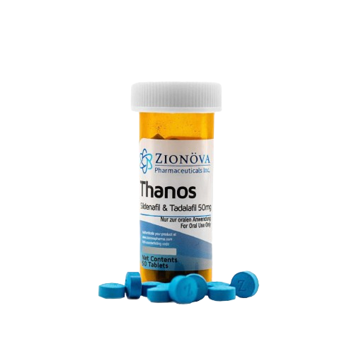 Zionova Thanos blend of Viagira and Cialis for enhanced performance.