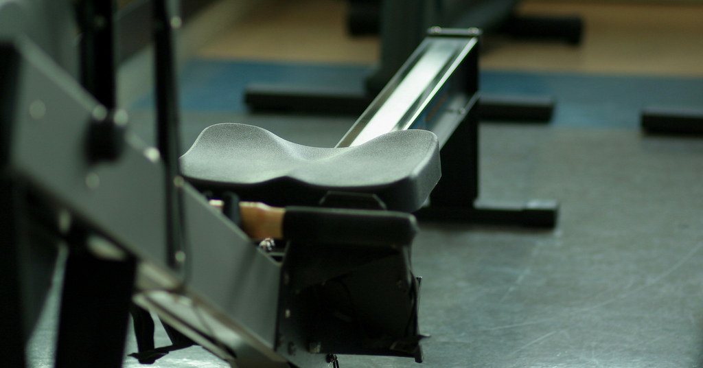 Rowing machine in an empty gym