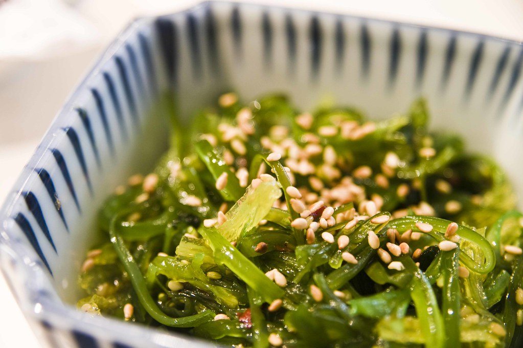 Bowl of seaweed salad, a natural iodine source